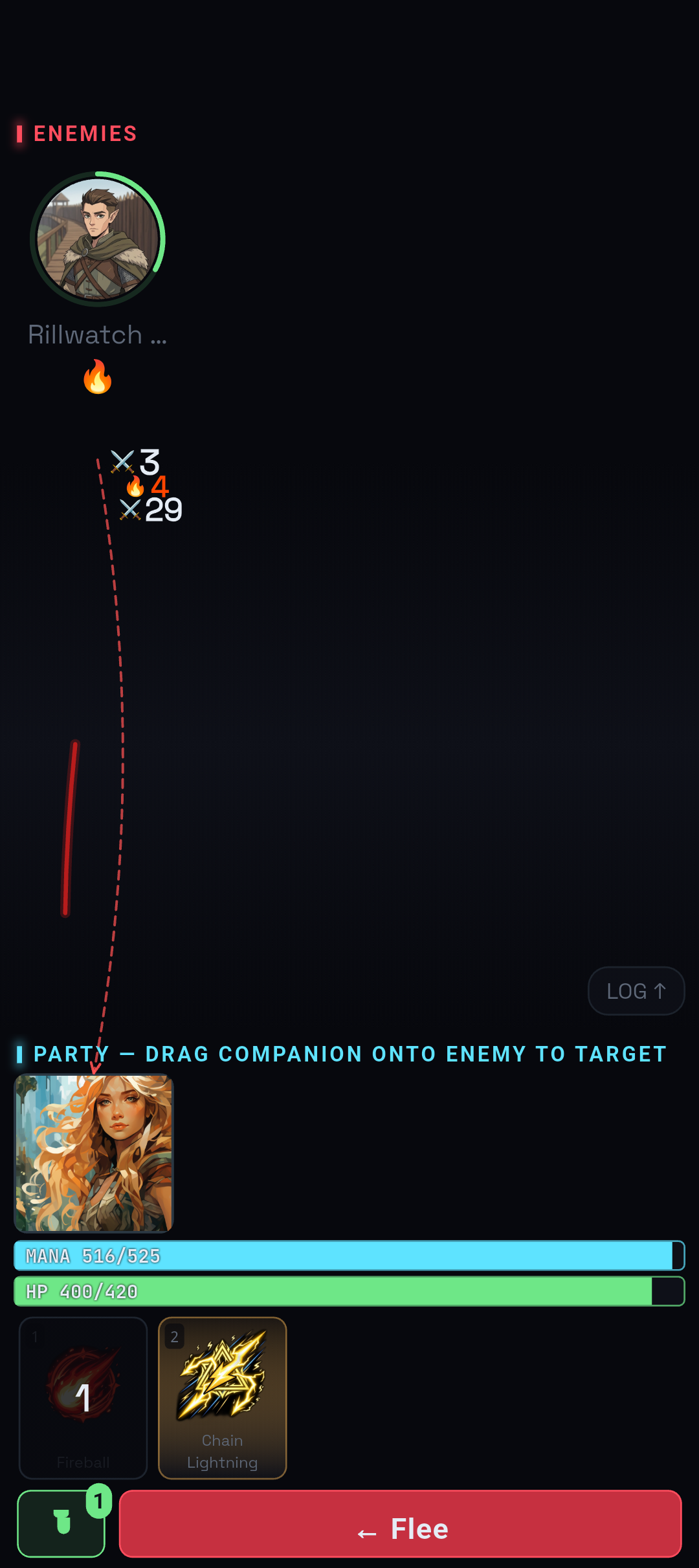 Real-time mobile combat with companion targeting and combat skills