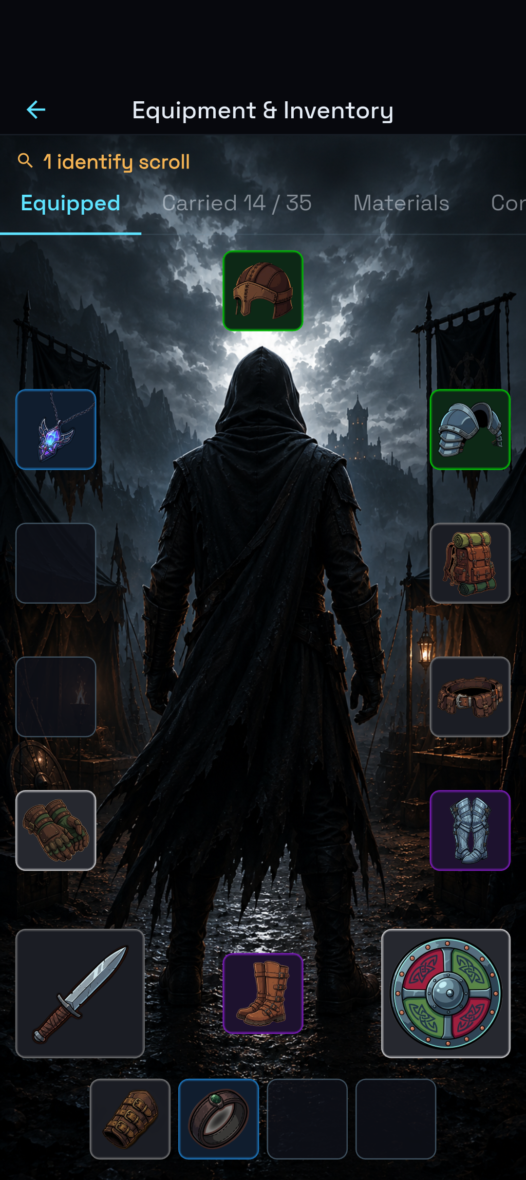 Character equipment screen